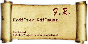 Fráter Rémusz névjegykártya